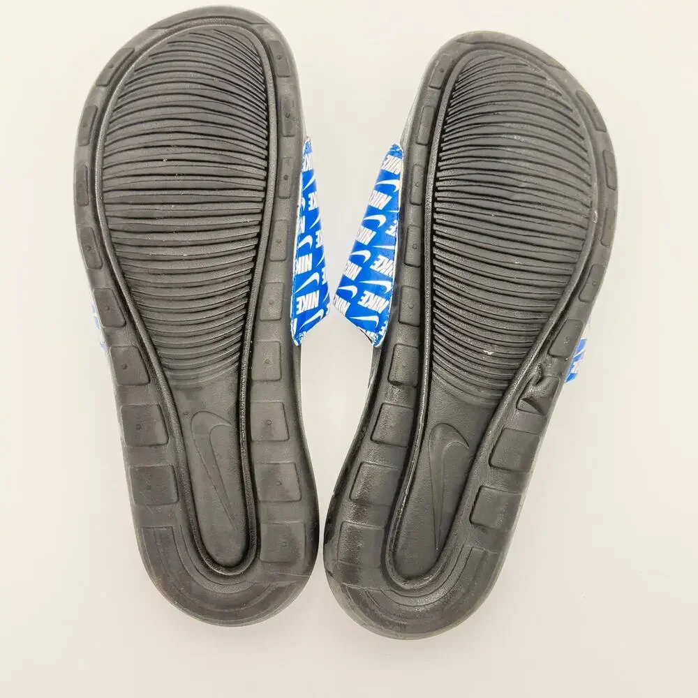 Nike Victori One Men's Printed Slides Blue Black Logo Sandals CN9678-401 Size 14
